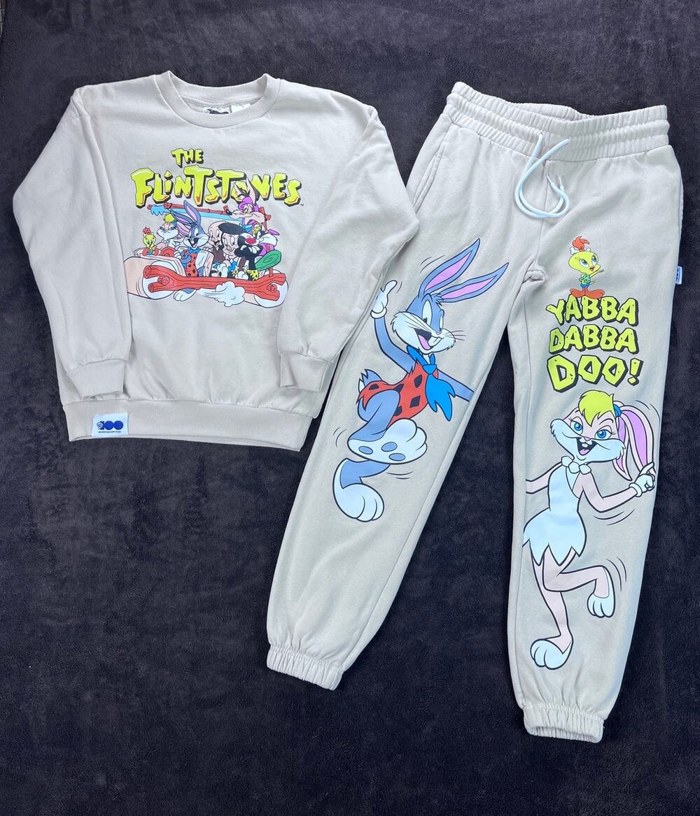 WB100 Flintstones Bugs Bunny Sweatsuit Set Sz S